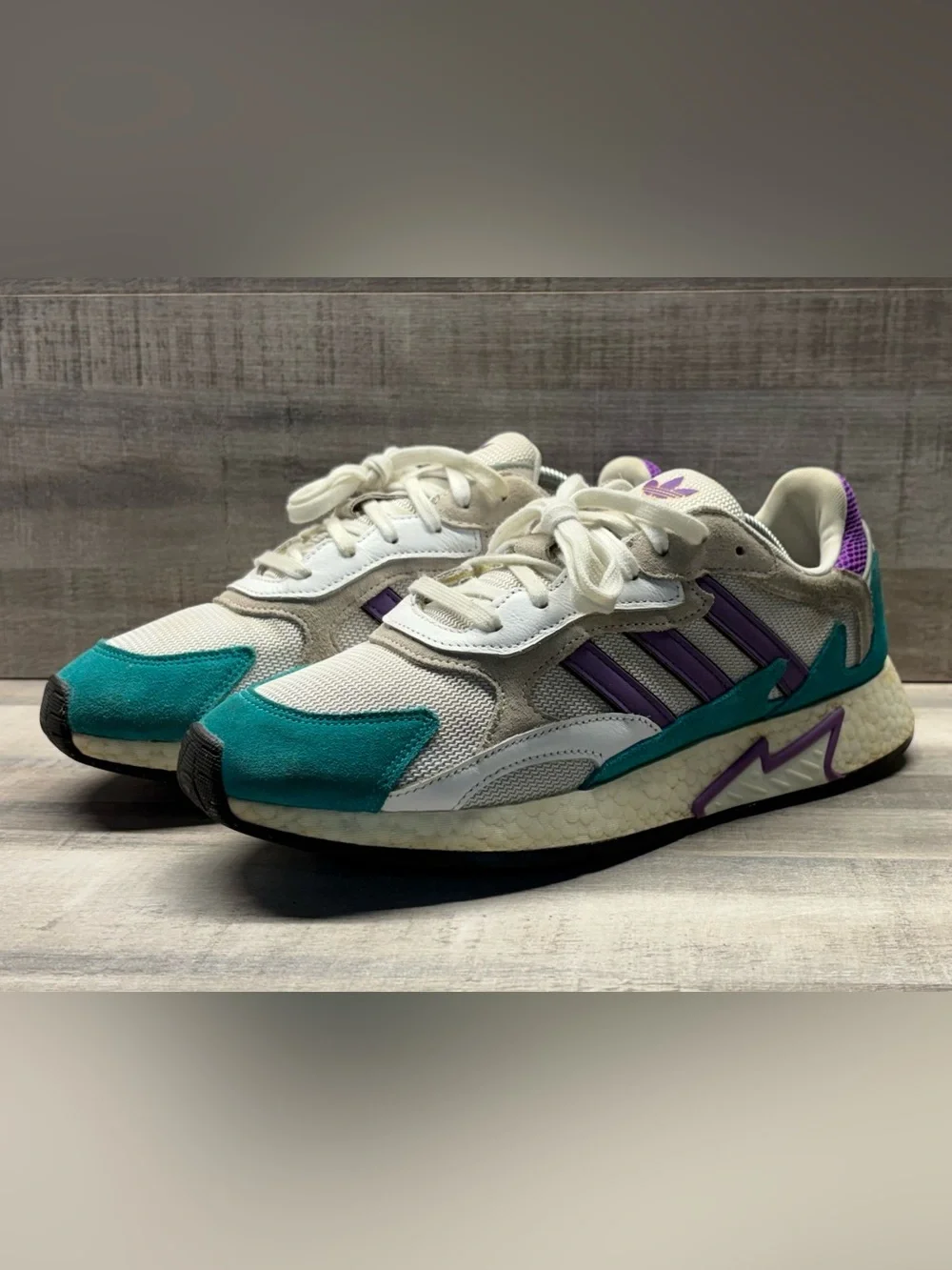 Adidas Tresc Run Mens Size 11 White Hi-res Aqua Purple EH1352 Running Shoes